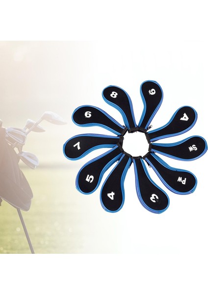 10 Parça Golf Demir Başörtüsü Golf Kulübü Başkanı Kapak Numarası Etiketi Eğitim Için Mavi ve Siyah Kenar (Yurt Dışından) indirimleri