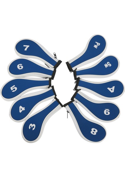 10 Parça Golf Demir Başörtüsü Golf Kulübü Başkanı Kapak Numarası Etiketi Eğitim Için Mavi ve Beyaz (Yurt Dışından)