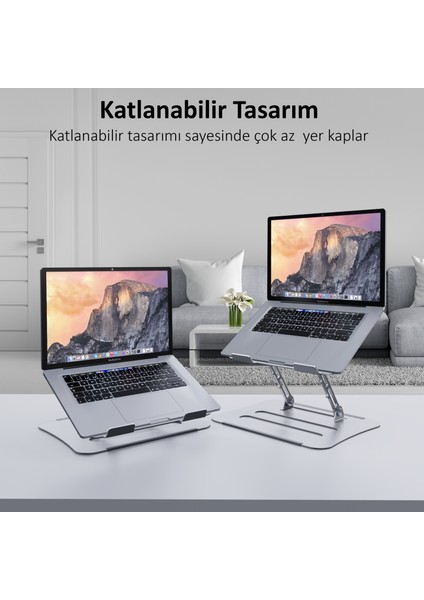 Jön Metal Katlanabilir Telefon Tutuculu Tüm Modellerle Uyumlu Ayarlanabilir Notebook Laptop Standı Yükseltici