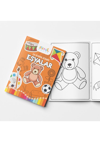 İlk Boyama Kitabım - Eğlenceli Boyama Seti 2 - Uzay Dinozorlar Taşıtlar Eşyalar - Nihan Ulubay