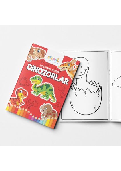 İlk Boyama Kitabım - Eğlenceli Boyama Seti 2 - Uzay Dinozorlar Taşıtlar Eşyalar - Nihan Ulubay