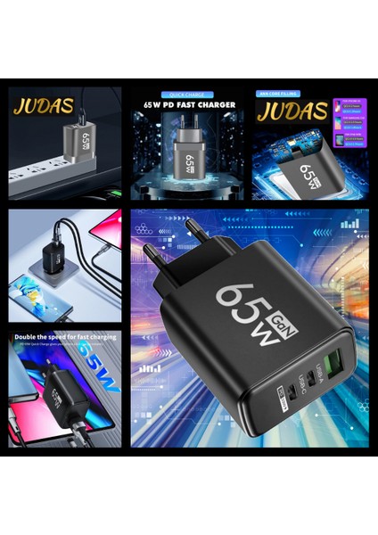 C2 Gan 65W Usb-A/usb-C/pd Hızlı Şarj Adaptör + C10 Type-C To Type-C 6A/240W/480MBPS + J6 Usb-A To Type-C 7A/100W/480MBPS Şarj ve Data Kablosu -2mt fiyatları