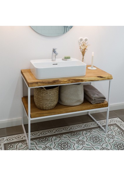 Ağaç Banyo Dolabı Beyaz