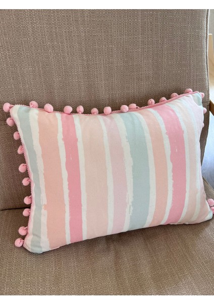 Tuğçe Demir Home Design Mini Bel Boy Renkli Çizgili Desen Dekoratif Kırlent modelleri
