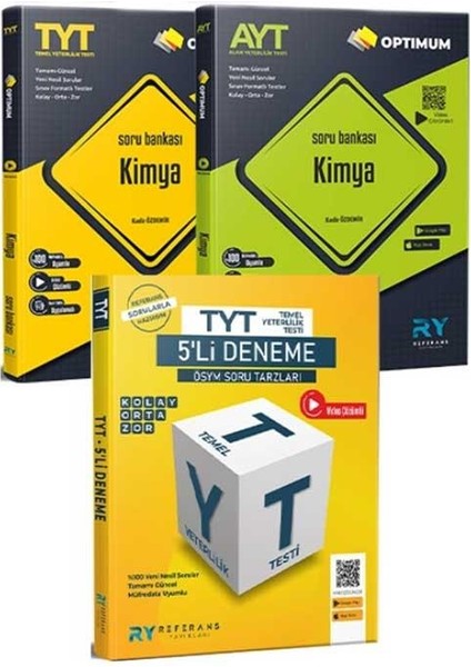 2024 Optimum Tyt Kimya Ayt Kimya Video Çözümlü Soru Bankası Tyt 5 Li Deneme Seti Referans