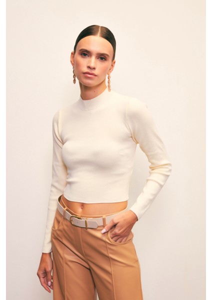Yarım Balıkçı Triko Bluz - EKRU fiyatları