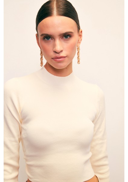 Yarım Balıkçı Triko Bluz - EKRU modelleri