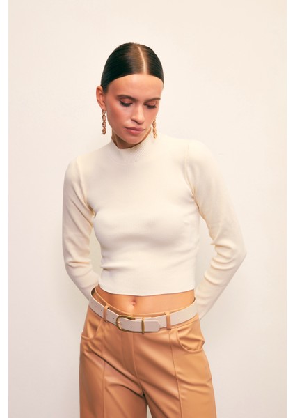 Yarım Balıkçı Triko Bluz - EKRU indirimleri