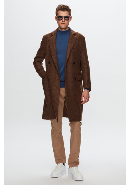 Slim Fit Kahverengi Bukle Palto 1EC0800030009 indirimleri