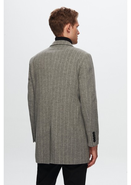 Slim Fit Gri Çizgili Palto 1EF0832255009 fırsatları