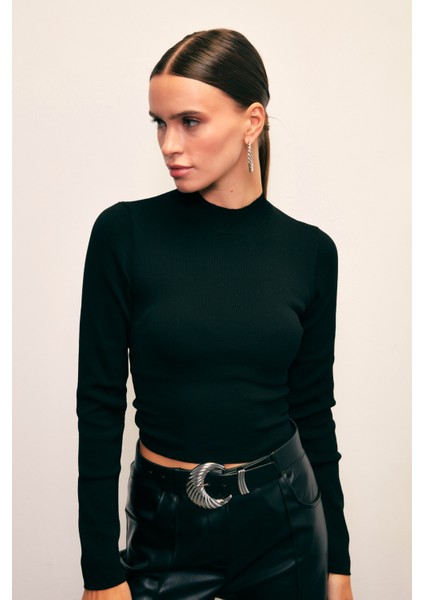 Yarım Balıkçı Triko Bluz - SİYAH fiyatları