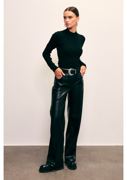 Yarım Balıkçı Triko Bluz - SİYAH fırsatları