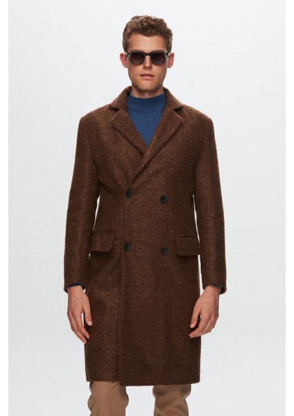 Slim Fit Kahverengi Bukle Palto 1EC0800030009