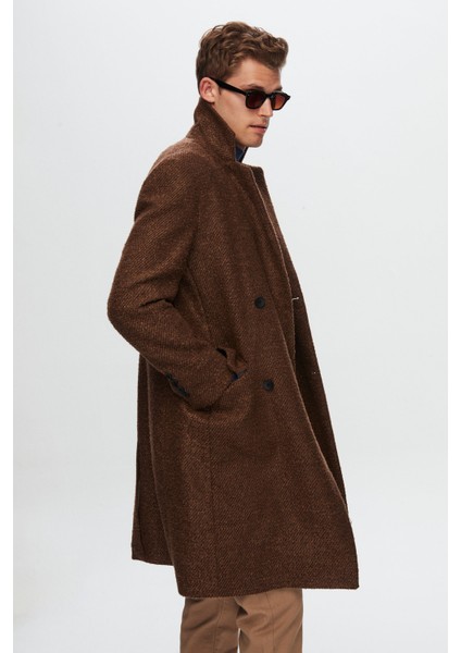 Slim Fit Kahverengi Bukle Palto 1EC0800030009
