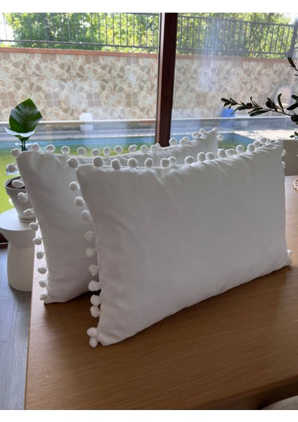 Tuğçe Demir Home Design Bel Boy Beyaz Dekoratif Kırlent Kılıfı