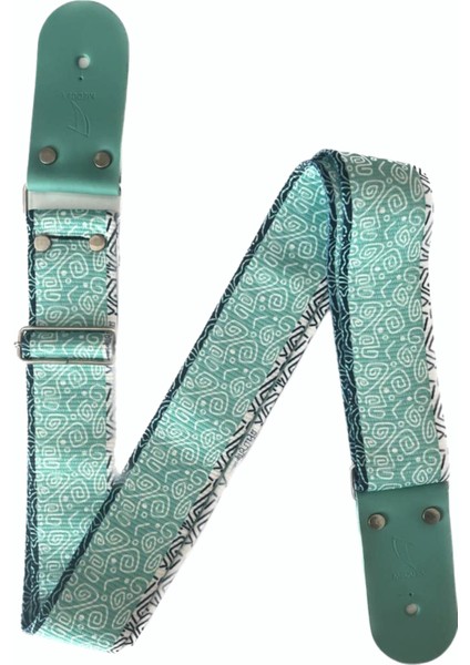 Minty Green Deri Uçlu Gitar Askısı