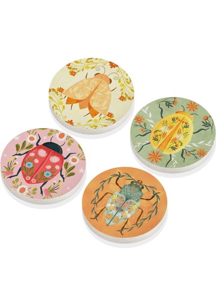 Animal Taş Bardak Altlığı Yuvarlak 4lü Set