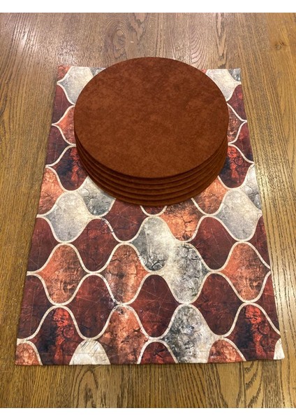 Tuğçe Demir Home Design Kahve Morocan Desen Runner Supla Set modelleri