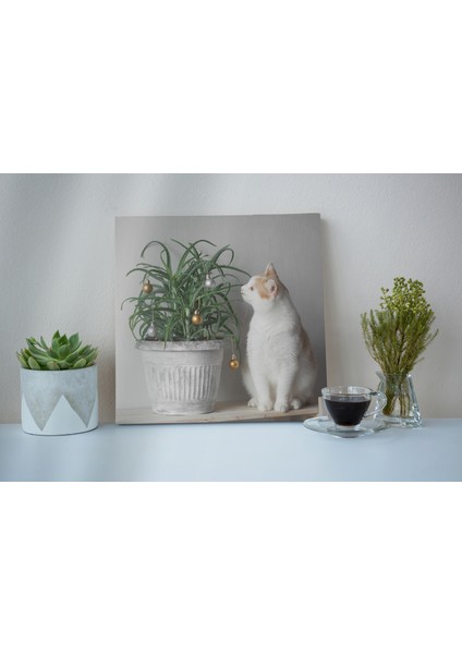 Yılbasşı Kedisi 70 x 100 Kanvas Tablo