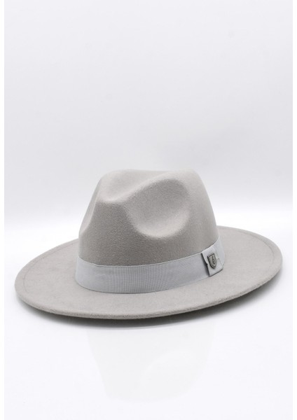 Gri Fötr Şapka Ayarlanabilir İpli Panama Hat