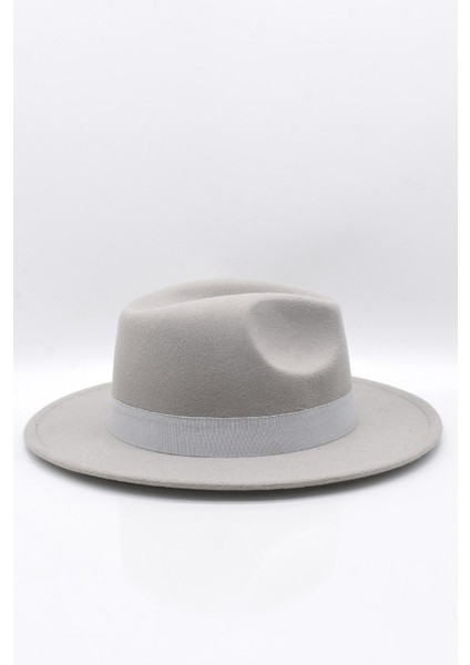Gri Fötr Şapka Ayarlanabilir İpli Panama Hat