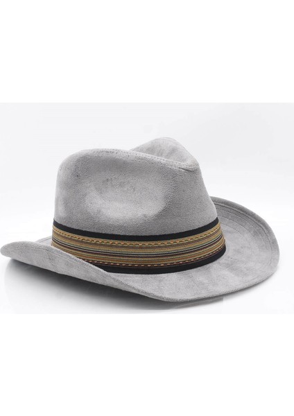 Erkek Fötr Kovboy Şapka Nubuk-Gri