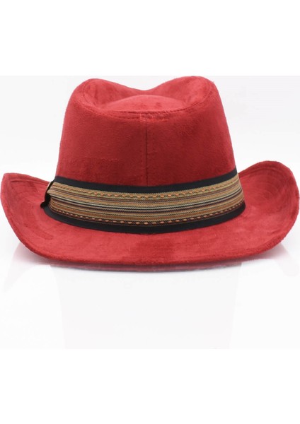 Erkek Fötr Kovboy Şapka Nubuk-Bordo fiyatları