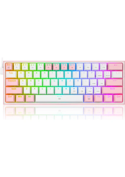 K617-RGB Fızz %60 Q Türkçe Kablolu Mekanik Klavye Beyaz Pembe