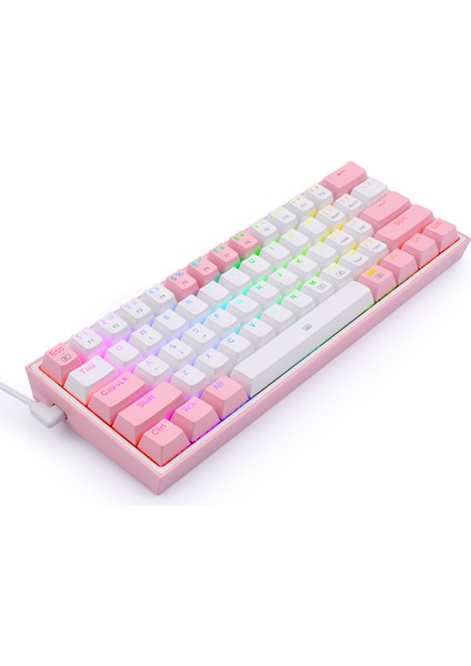 K617-RGB Fızz %60 Q Türkçe Kablolu Mekanik Klavye Beyaz Pembe