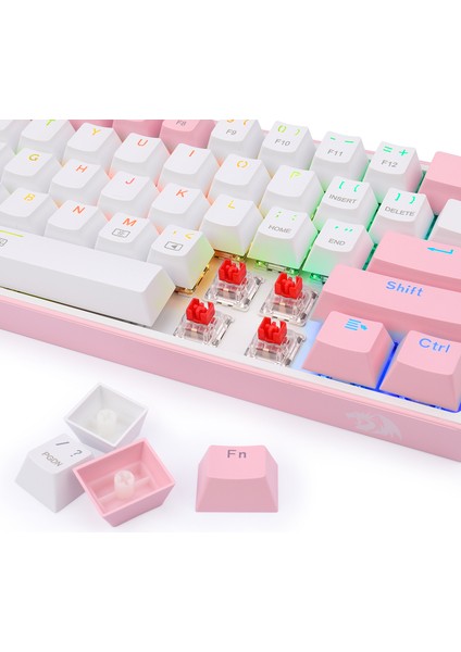 K617-RGB Fızz %60 Q Türkçe Kablolu Mekanik Klavye Beyaz Pembe