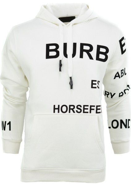 Erkek Kışlık Bur Premium Pamuklu Kumaş Üç Iplik Kapüşonlu Kanguru Cepli Sweatshirt Logolu Model Regular Fit
