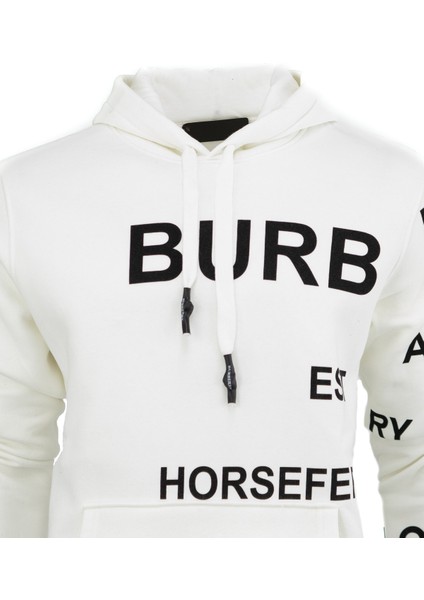 Erkek Kışlık Bur Premium Pamuklu Kumaş Üç Iplik Kapüşonlu Kanguru Cepli Sweatshirt Logolu Model Regular Fit