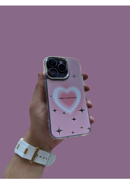 Phone 12 Pro Max Kılıf Hologramlı Casetify Kalpıi Have A Crush On You Yazılı 3D Grafiti Figür Emoji