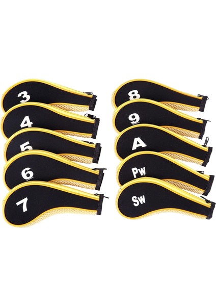 10 Adet Golf Demir Başörtüsü Seti Golf Kulübü Golf Sopası Kılıfı Koruyucu Açık Sarı ve Siyah (Yurt Dışından) fırsatları