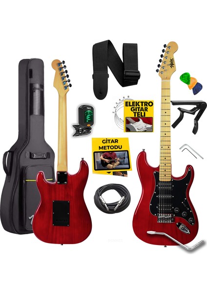RPH-40RD Profesyonel Elektro Gitar Seti Hsh Manyetik Maple Klavye Üst Kalite