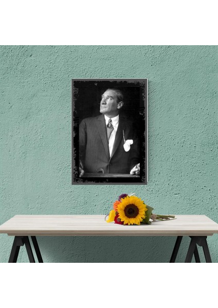 Mustafa Kemal Atatürk Ahşap Retro Vintage Poster