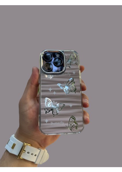 iPhone 12 Pro Kılıf Hologramlı Casetify Butterfly Kelebek Desenli 3D Grafiti Desenli Figür Motif