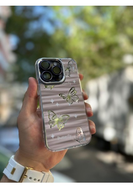 iPhone 12 Pro Kılıf Hologramlı Casetify Butterfly Kelebek Desenli 3D Grafiti Desenli Figür Motif