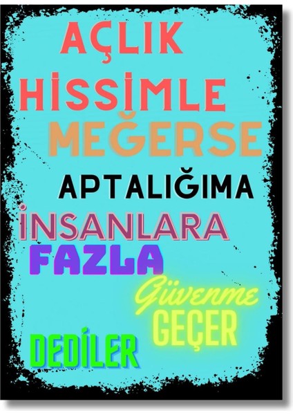 Insanlara Fazla Güvenme Tasarımlı Retro Ahşap Poster