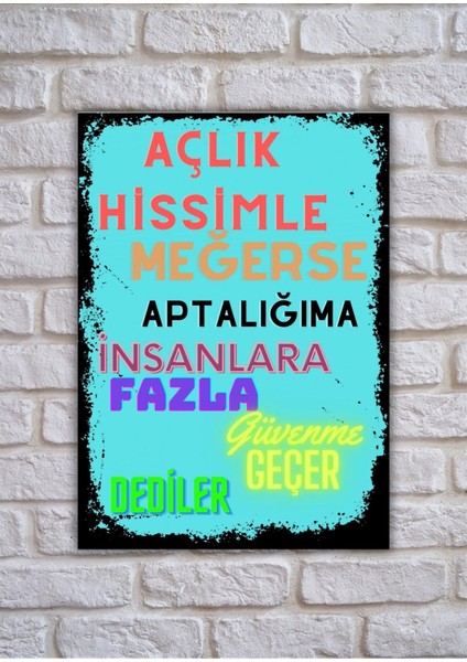 Insanlara Fazla Güvenme Tasarımlı Retro Ahşap Poster