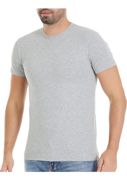 Yıldız Likralı Sıfır Yaka Erkek T-Shirt Q90