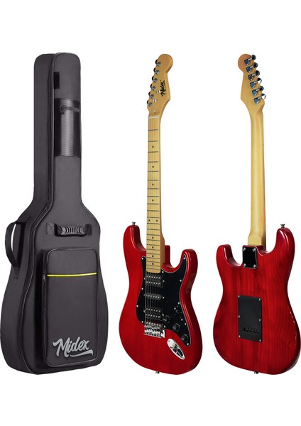 RPH-40RD-25AMP 25W Şarjlı Bt Amfili Elektro Gitar Seti Hsh Manyetik Maple Klavye