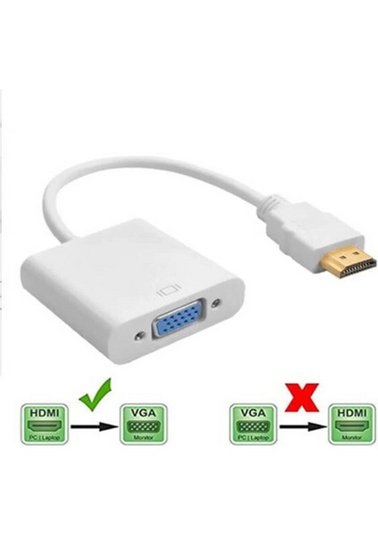 HDMI To VGA Çevirici Dönüştürücü Kablo Beyaz Yüksek Çözünürlük Full HD 4K 1080p modelleri