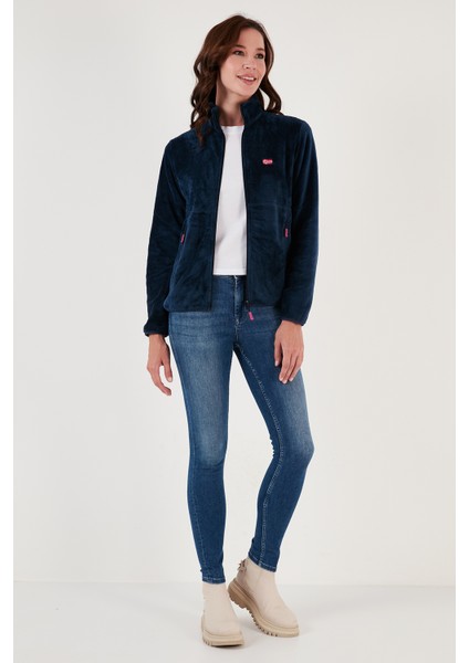 Slim Fit Anti-Pilling Tüylenme Yapmayan Yumuşak Dokulu Fermuarlı Polar Hırka Bayan Hırka 5907017 fırsatları
