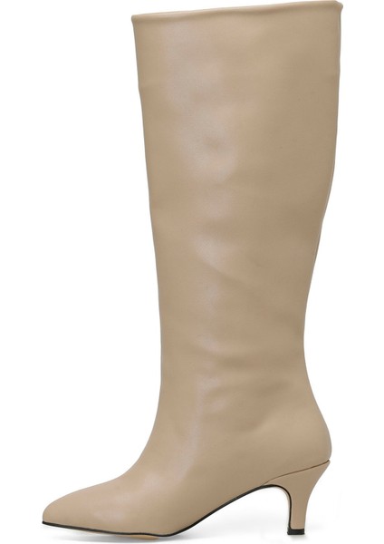 HELLY 3PR Krem Kadın Topuklu Çizme modelleri