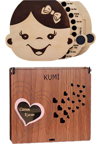 Kız Bebek Süt Dişleri Göbek Bağı Ve Saç Saklama Anı Albüm Kutusu Vintage Bebek Hediyesi