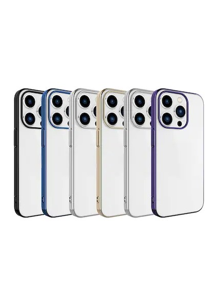 iPhone 15 Pro Max Uyumlu Kılıf Sert Silikon Renkli Çerçeveli Riksos Kapak