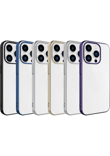 iPhone 15 Pro Uyumlu Kılıf Sert Silikon Renkli Çerçeveli Riksos Kapak