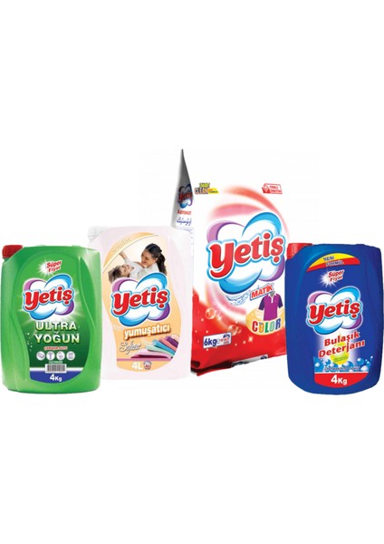 Çamaşır Deterjanı 6 kg + Yumuşatıcı Sensitive 4 Lt + Bulaşık Deterjanı 4 kg + Ultra Çamaşır Suyu 4 kg