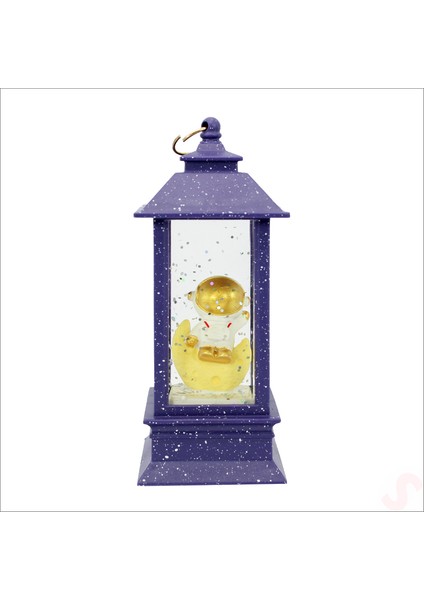 Uçuşan Simli,12,5cm x 5cm LED Işıklı Astronot Fener Küre - B